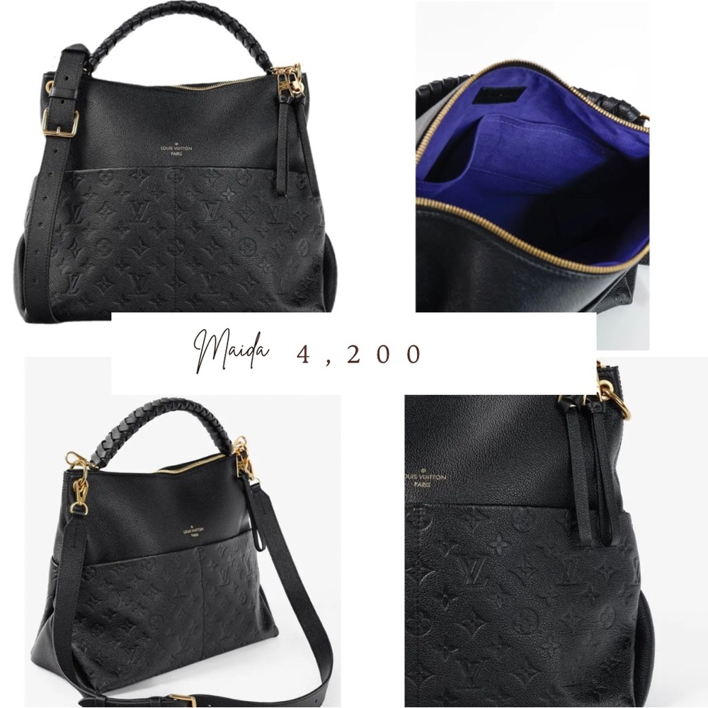 Louis Vuitton Black Shoulder Bag with Gold Accents